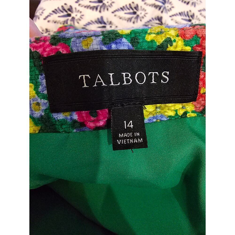 Talbots Women's Green Floral Print Knee Length Lined Short Skirt Size 14 - Picture 6 of 7